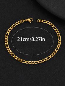 1 Buah Gelang Rantai Figaro Minimalis Warna Emas dari Baja Tahan Karat, Desain Rantai Polos, Gelang untuk Pria, Hadiah Perhiasan Kasual Sehari-hari - MultiWarna - View 3