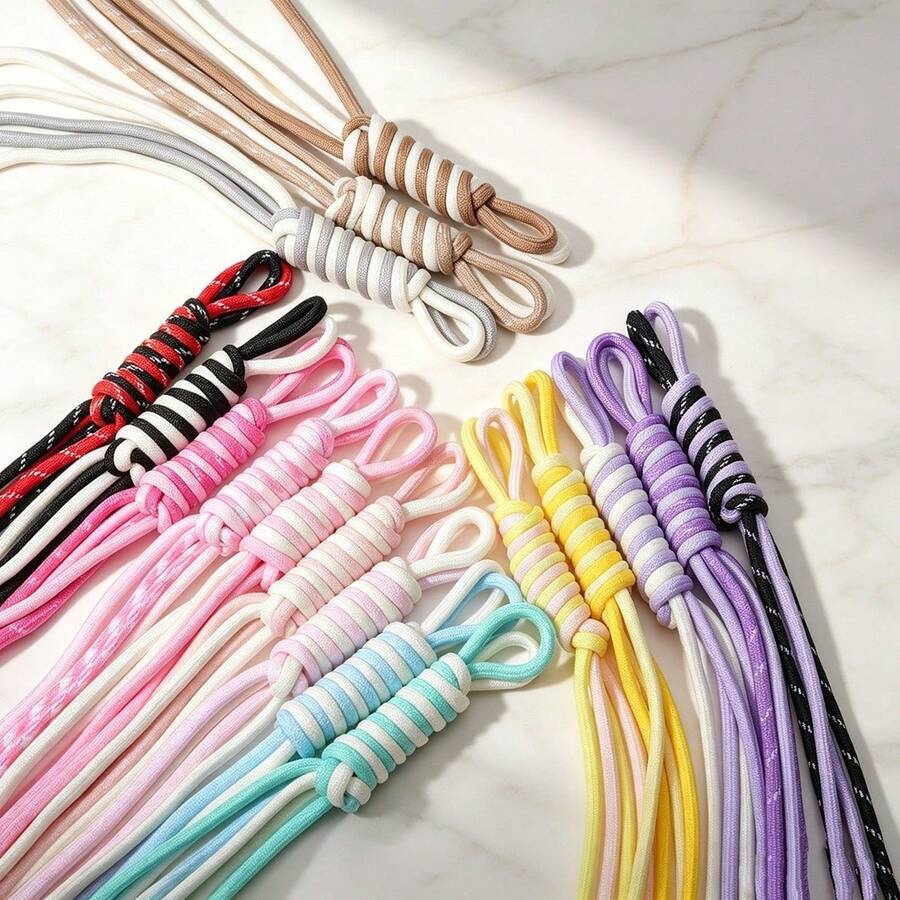 5/10/30 st Dopamine dubbelfärgade spiralflätade nyckelband, tjockt antiförlust-knutrep i nylon, lämpligt för DIY-nyckelringar, handgjorda nyckelringar och väskberlocker (slumpmässig färgkombination på repet) - Multifärgad - Visa 1