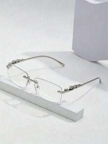 1 Pair Men's Fashionable High-End Luxury Panther Head Rimless Metal Glasses - Silver - View 1
