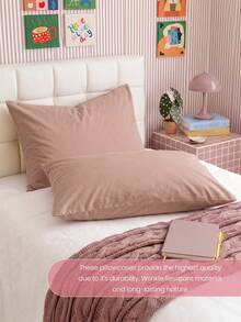 HONEY MOON 2pcs Ultra Soft Solid Color Pillowcases, Soft And Breathable, Envelope Closure, Wrinkle-Resistant, No Filling - Suitable For T/F/Q/K Size Home And Dorm, Pink - Pink - View 6