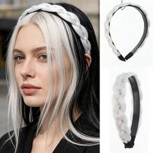 Fluffy Handmade Woven Fishbone Braid Headband, Wide-Edge High-Temperature Silk Fashion Hair Clip, Multi-Color Sweet Style - Multicolor - View 12