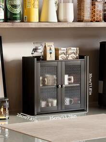 Modern Style Black Storage Cabinet With Fashionable Transparent Door Design, 2 Storage Compartments, Multi-Functional Dining Table Storage Unit, Suitable For Dining Room, Bathroom, Living Room And Bar Area, Stylish And Durable - Black - View 13