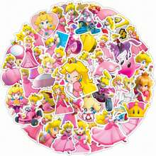 1set/50pcs Popular Peach Princess Cartoon Stickers, Super Models Of Pink Princess Images, Exquisite Gifts For Female Students At Graduation And Festivals(Stochastic Style) - Multicolor - View 4