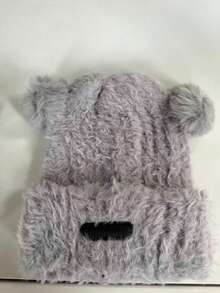 1pc Cute Bear Ear Plush Hat, Warm Ear-Protective Beanie For Women, Autumn/Winter, Face-Slimming - Multicolor - View 11