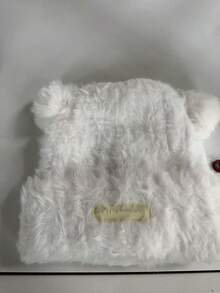 1pc Cute Bear Ear Plush Hat, Warm Ear-Protective Beanie For Women, Autumn/Winter, Face-Slimming - Multicolor - View 12