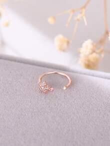 Nooxian Copper Inlaid Zirconia Five-Pointed Star Nose Ring 2-In-1 Piercing Zirconia Snowflake Nose Jewelry 1pc - Rose Gold - View 3