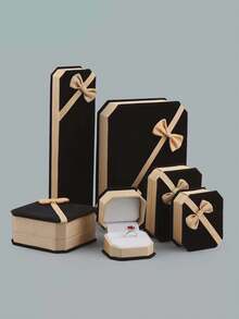 1 Set Octagonal Velvet Jewelry Gift Box With Flip Lid, Empty Display Box For Rings, Necklaces, Bracelets, Holiday Gift Packaging, Ideal Decoration For Halloween And Christmas Jewelry - Bow Jewelry Box - View 1