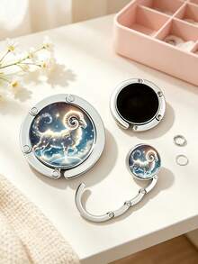 Purse Hook For Table, Constellation Zodiac Print Foldable Metal Handbag Hanger, Portable Table Bag Holder For Restaurant Desk, Unique Gift For Astrology Lovers, 12 Zodiac Signs Available - Multicolor - View 6
