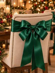1 Roll 25 Yards Christmas Decorative Satin Ribbon, Emerald Green, Multiple Sizes Available, Suitable For DIY Crafts, Gift Wrapping, Bows, Parties, Weddings, Christmas Decorations - Jade Green - View 5