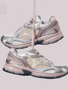 Mizuno 新款 SPEED 2K 緩震透氣網布多功能休閒跑步鞋 中性款 - 白灰色/粉色 - 查看 1