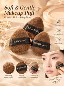 5pcs Chocolate Color Plush Makeup Puff, Bouncy Cushion, Dual-Use Wet And Dry Makeup Tool, Soft Skin-Friendly Beauty Egg - Multicolor - View 4