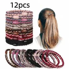 12pcs Braided Hair Ties For Women & Girls, Multi-Color Elastic Ponytail Holders, Stylish Hair Accessories For Daily Wear - Multicolor - View 9