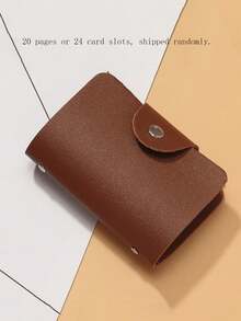 1pc Solid Color PU Leather Convenient 20-Page/24-Page Randomly Sent Creative Multi-Slot Glue Page Card Holder Business Card Wallet - Multicolor - View 5