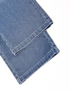 Celana Jeans Denim Fashion Anak Laki-Laki, Celana Panjang Lurus Kasual Longgar Musim Semi/Musim Gugur Terbaru - Biru - View 5