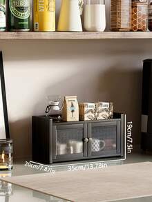 Modern Style Black Storage Cabinet With Fashionable Transparent Door Design, 2 Storage Compartments, Multi-Functional Dining Table Storage Unit, Suitable For Dining Room, Bathroom, Living Room And Bar Area, Stylish And Durable - Black - View 11