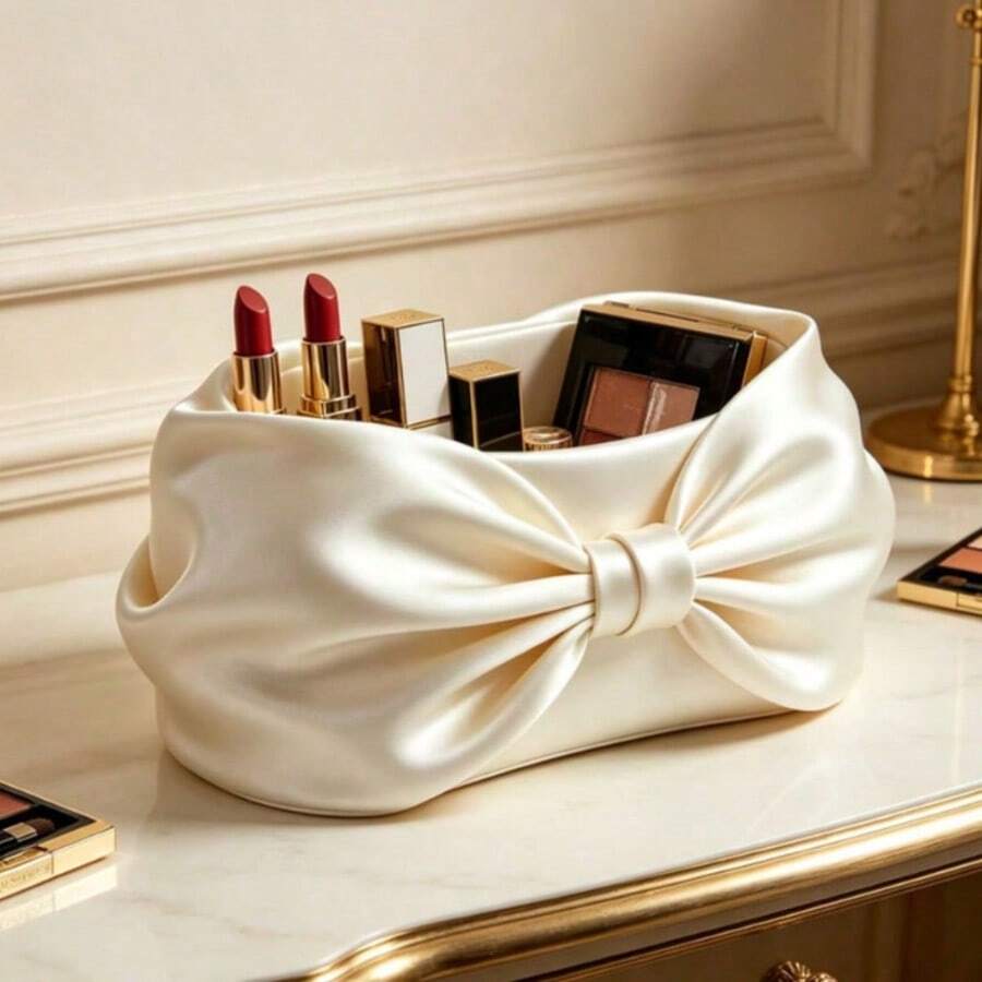 Cosmetic Storage Box, Bow-Shaped Storage Box, Toothbrush Holder, Suitable For Makeup Brushes, Eyebrow Pencils, Eyelash Brushes, Etc., Hair Accessories Storage, Suitable For Home Use - View 1