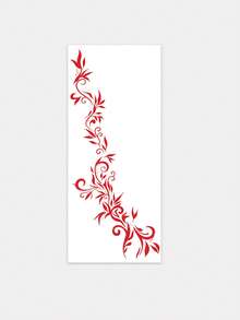1 Sheet Red Henna Style Vine Floral Temporary Tattoo, Scroll Leaf Fake Tattoo Stickers For Ankle Foot, Water Transfer Body Art Tattoo For Women Body Decor - Red - View 2