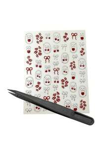 1 Set, Stiker untuk Laptop, Stiker Ponsel Metalik, Perlengkapan Jurnal, Gaya Retro Manis Y2K, Pola Ceri dan Pita, Stiker Dekoratif Cetakan Bibir, Untuk Kamera, Headphone, Gelas Air, Dekorasi Buku Catatan - Stiker bibir merah ceri - View 7