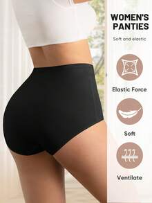 MIOTAN Plus Size Women's High-Waisted Triangle Panties, Tummy Control, Comfortable - Black - View 6