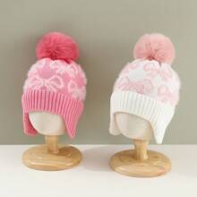 Children's Bow Knot Knitted Hat, Autumn/Winter Ear-Protective Warm Knitted Hat, Thickened Warm Beanie, Suitable For Boys And Girls - Multicolor - View 6