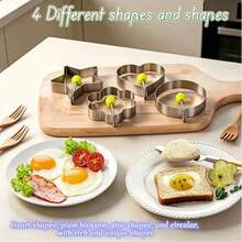 Breakfast Sandwich Egg Ring Mold, Stainless Steel Egg Molds, Suitable For Flat Pan, Heart, Flower, Star, Round Pancake Mold Set - Multicolor - View 13