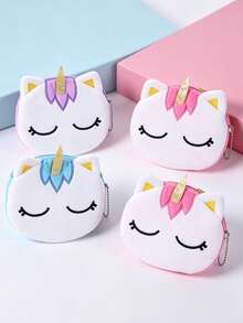 Unicorn Mini Coin Purse, Cute Cartoon Plush Earphone & Data Cable Small Coin Pouch, Kids Storage Wallet, Cartoon Plush Mini Coin Bag Earphone & Data Cable Pouch - Multicolor - View 3