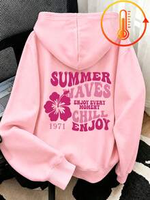 Tween Girl Fun Print Sweatshirt, Warm And Comfortable Thermal Lined Pullover Sweatshirt For Autumn/Winter - Pink - View 2