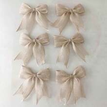 4pcs Vintage Jute DIY Handmade Decorative Bows, Suitable For Wedding, Party, Gift Wrapping, Holiday, Christmas, Home Decor, Rustic Style Items - View 2