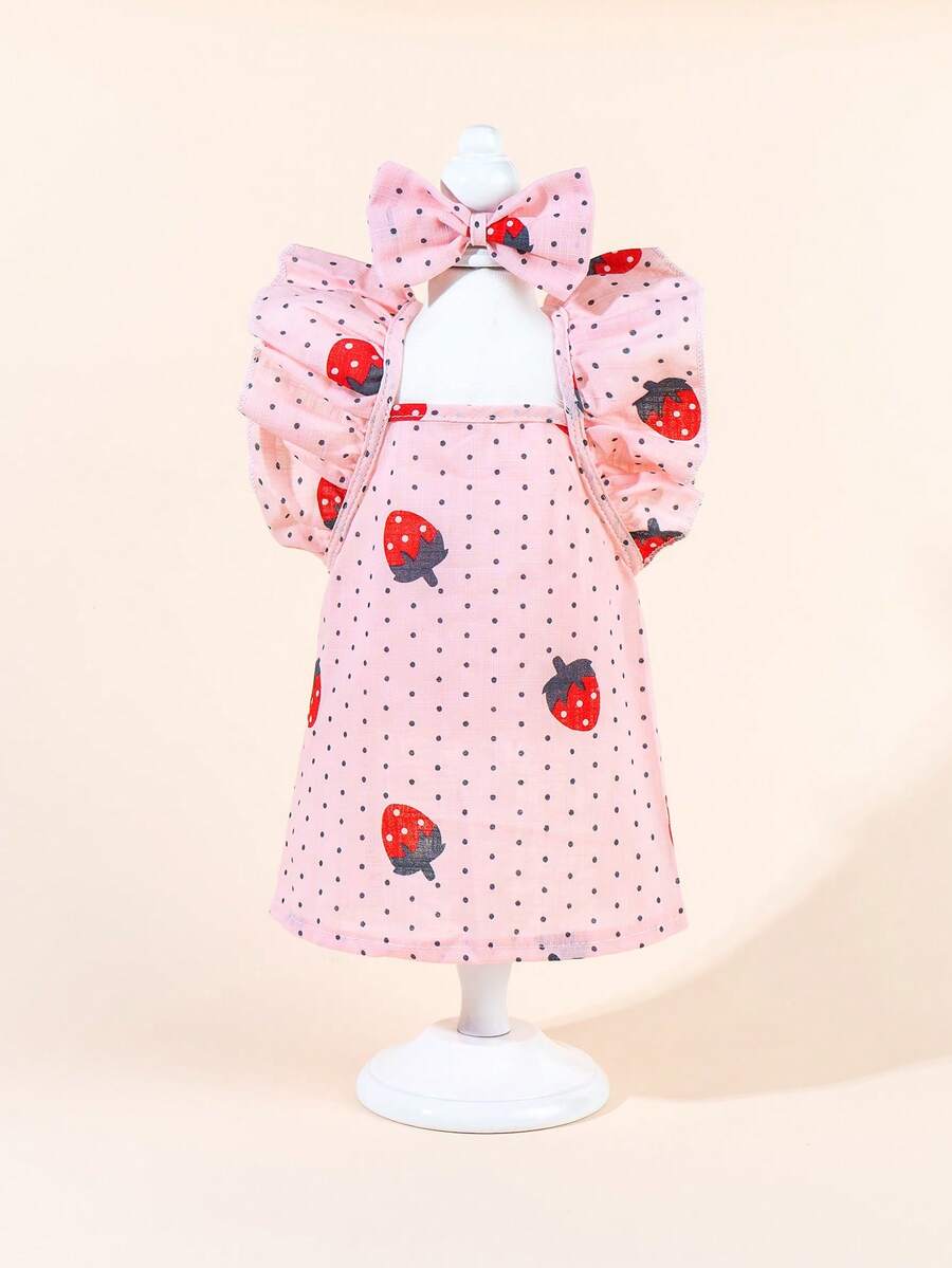 1pc Dog & Cat Mesh Wedding Dress With Bow, Cute Fashionable Elegant Charming Creative Personalized Design Printed Pet Dress - Multicolor - View 1