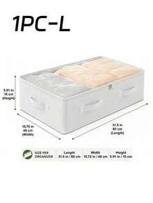 White Underbed Storage Organizer Box, Large Capacity Foldable Storage Bin For Organizing Blankets, Skirts, Bedding, Clothes, Underbed Clothing Storage Organizer, Space-Saving Closet Storage, Underbed Storage, Minimal Space Occupancy - View 14