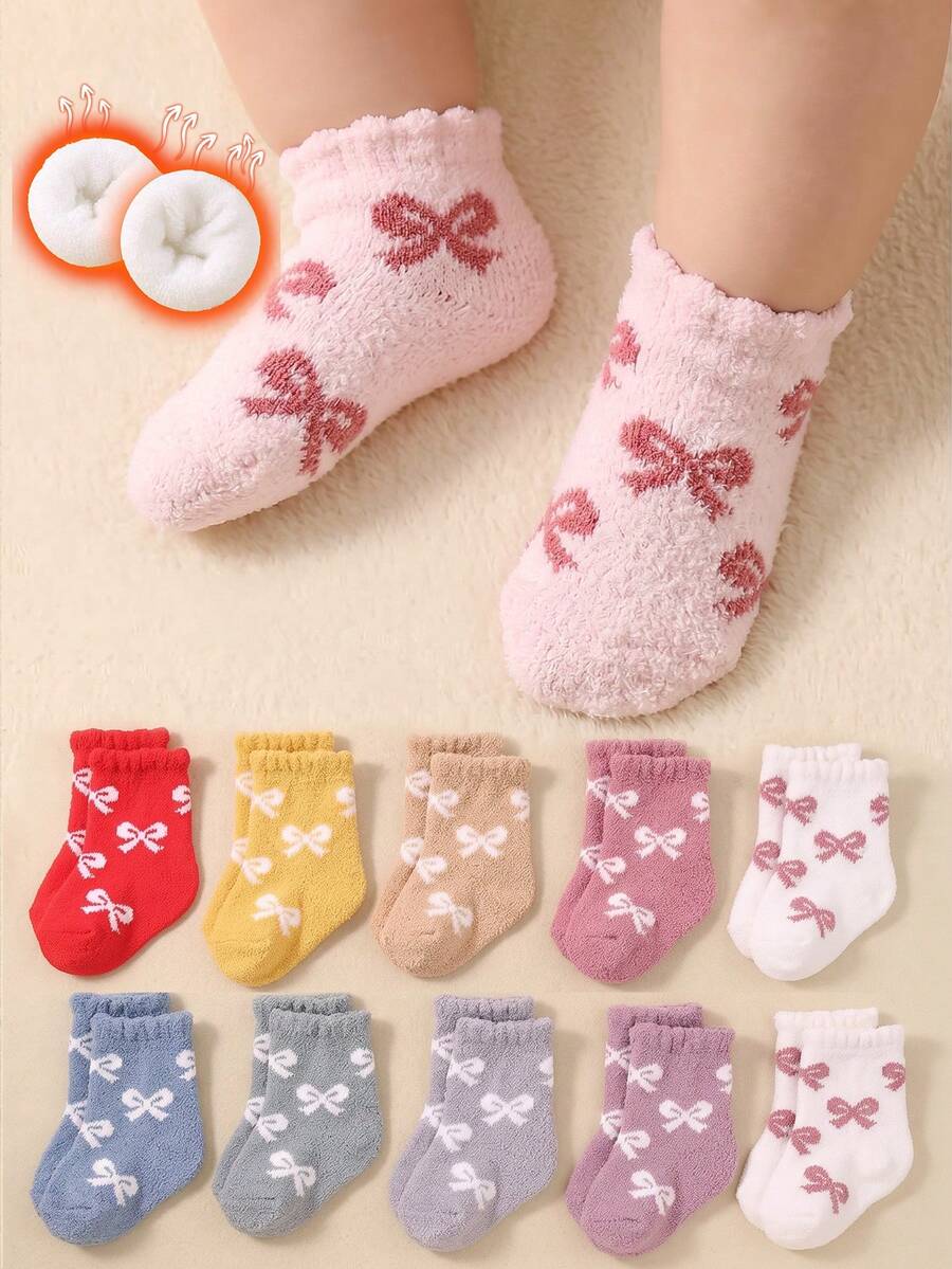 10/5 Pairs Toddler Girl Infant Autumn/Winter Coral Fleece Plush Mid ...
