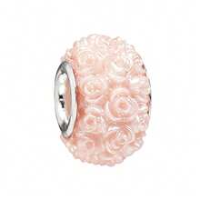 1pc Cute Pink Pendant Silver-Plated Perforated Beads With Flower, Elephant, Rabbit, Rose, Heart, Paw Print Large Hole Beads Bracelet, Handmade Jewelry Making Gift, Suitable For Girls And Women, Can Showcase Charm - Pink - View 3