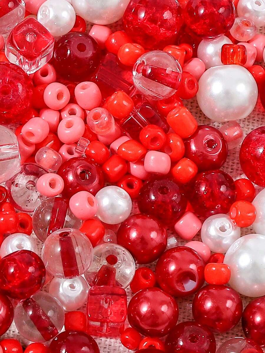 beadia 100/250g 2-10mm 紅色系列混色玻璃珠，多種款式，DIY珠寶製作、項鍊與手鍊手工藝用品，適合女性