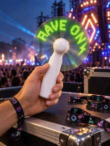 1PC Custom LED Message Fan, Personalized Text Handheld Light Up Fan, Battery Powered Portable Fan For Music Festivals, Raves, Concerts, Nightclubs, Parties & Birthday Gifts - Multicolor - View 5