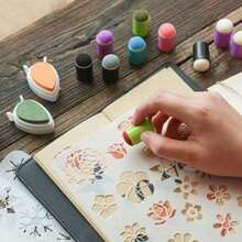 Planner Ink Pad Sponge Blending Tool & 4pcs Stencil Set, Reusable Ink Mixing Painting Tool For Journaling, Scrapbooking, Card Making, DIY Photo Album, Christmas Decor, Kids Art, Home Crafts, 1pc Sponge Applicator + 4pcs Stencils - Painting Set - View 3