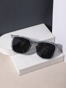 1 PC Men's Casual Simple Style Square Fashion Glasses Solid Color PC Frame Gray Lens For Street Outdoor Daily Occasions With Glasses Box - Multicolor - View 7