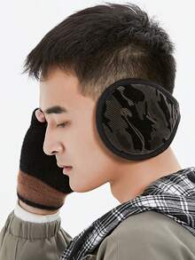 Winter Ear Muffs, Men's Camo Back-Wear Foldable Plush Ear Warmers, Windproof Outdoor Cycling Ski Earmuffs - A - View 4