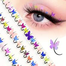 60pcs Butterfly Theme Fairy Eyelashes, Summer Glitter, Perfect For Party Decoration And Concerts - D - View 1
