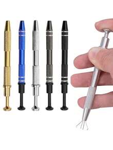 Piercing Ball Grabber Tool, 4 Claw Jeweler's Pick Up Tool Piercing Ball Gripper Stainless Steel Pearl Grabber Pick Up Tool, Curated - Multicolor - View 1