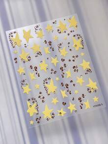 1 Sheet Gold Foil Flowing Line Nail Stickers, Metallic Silver Stream Self Adhesive Nail Art Decals, Autumn Winter Nail Decorations - Multicolor - View 7