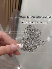 1440pcs/Pack 33 Facets Super Shiny Pointed Bottom Nail Rhinestones DIY Nail Art Refill Pack Nail Rhinestone Decor Nail Gap Filler Mini Round Pointed Rhinestones - White - View 5
