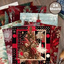 24 tờ giấy scrapbook 6*6 inch họa tiết cây thông Noel, quả thông, lông vũ và chấm đỏ trừu tượng, phù hợp làm collage, origami, dự án thủ công, giấy trang trí DIY, scrapbook handmade, bullet journal, thiệp chúc mừng và gói quà - Hình vuông - Xem 9