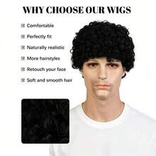 4inch Fluffy African Curly Short Fiber Machine-Made Wig - Multicolor - View 5