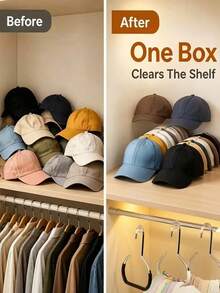 1pc Sturdy Baseball Cap Storage Box, Holds 24 Hats, Transparent Hat Organizer Box, Suitable For Closet And Bedroom, Large Hat Box With Cardboard Lining - Multicolor - View 9