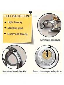 Keyed Lock Ring Lock, Stainless Steel Disc Storage Cabinet Lock, Heavy Duty Keyed Lock, Waterproof Outdoor Gate Storage Unit Lock, Suitable For Warehouse, Gym Locker, 2/4pcs - Multicolor - View 8