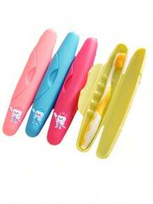 [Travel Storage Accessory] Cute Teeth Holding Toothbrush Pattern Toothbrush Storage Box,Portable Travel Toothbrush Case With Solid Color Sealed Lid, Toothbrush Holder, Travel Storage Accessory, Suitable For Home And Travel ﻿ - Multicolor - View 8