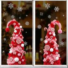 1/6pcs Cute Plush Christmas Tree With Candy Decor Window Sticker, Double-Sided Visible PVC Electrostatic Adsorption Glass Sticker, Suitable For Store And Home Christmas Decoration - Multicolor - View 9