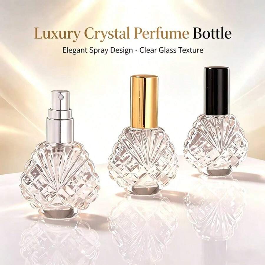1 Set 15ML Glass Perfume Spray Bottle With 3 Refill Tools, Mini Shell-Shaped Portable Refillable Fine Mist Atomizer For Travel, Women And Men - Multicolor - View 1
