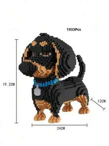 1938Pcs Micro Mini Cartoon Dog Building Blocks Set,3D Animal Assembly Model,Vivid Shape & Rich Colors,Styles:Black Dachshund,Husky,Schnauzer,Corgi,Great For Pet Lovers,Home Desktop Decor,Birthday Gift,Collectible Ornament - Multicolor - View 15