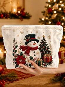 2D Nutcracker Pattern Corduroy Makeup Bag, Suitable For Christmas, Holiday, New Year; Ideal For Mom, Teacher, Friend; Travel/Outing Essential. - Multicolor - View 13